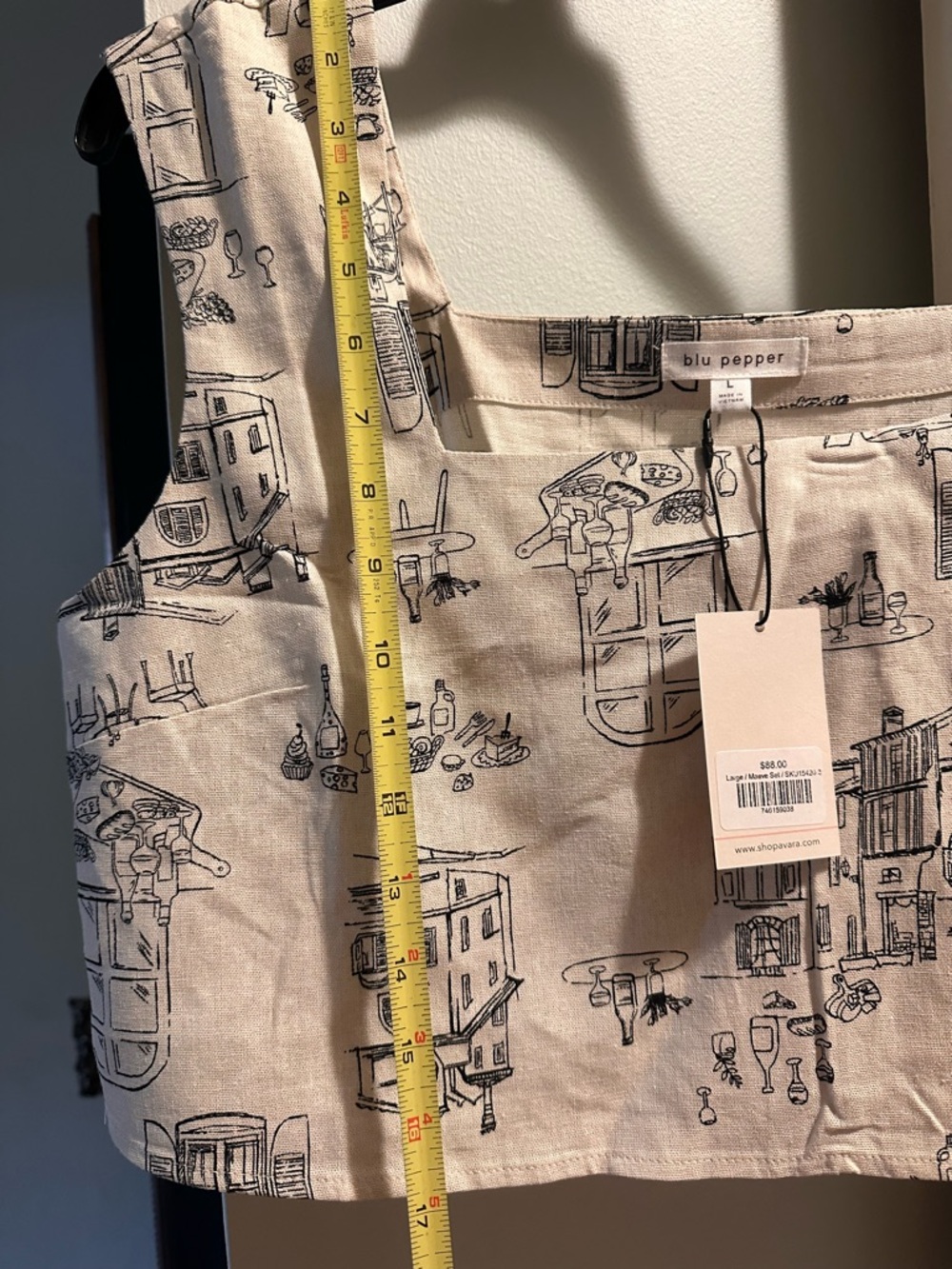 Blu Pepper Cream Wide-Leg Jumpsuit with Black Architectural Print - Picture 4 of 10